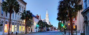 Downtown Charleston, SC at dusk